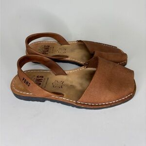 Pons Avarca Menorca Sandals Women Size 37 US 7 Ankle Strap Brown Made In Spain